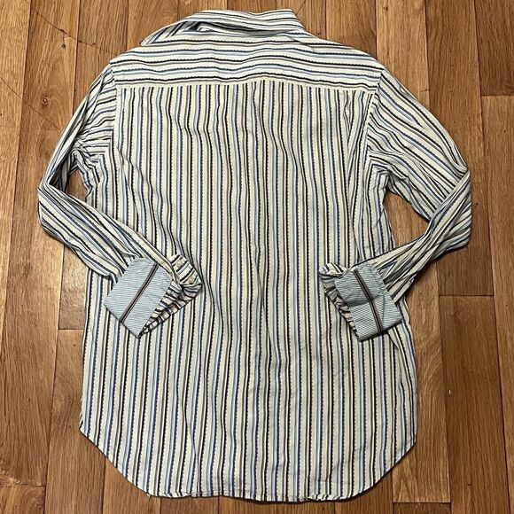 Robert Graham Button Down Shirt Mens Medium Flip Cuffs Striped Multicolor‎ - Picture 7 of 10